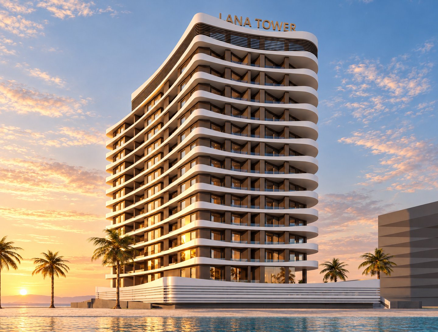 LANA Tower at sunset on the Al Khobar waterfront